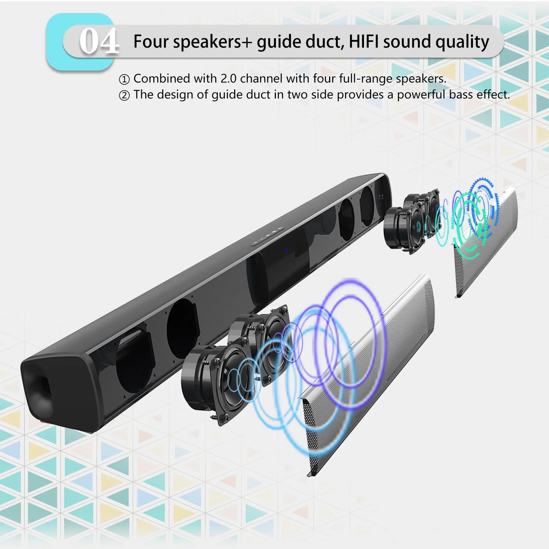 20w sem fio bluetooth alto-falantes BS-28E barra de som coluna música para tv computador sistema estéreo cinema em casa soundbar com rádio fm