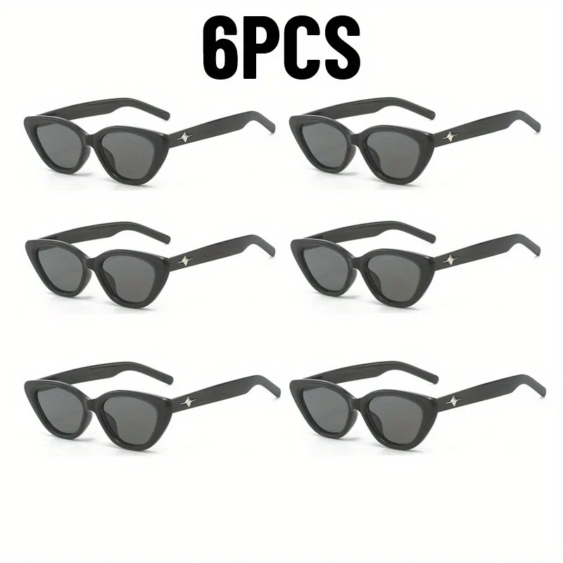 6 Stück stilvolle Premium-Sonnenbrillen, Vintage-Katzenaugen-Design, Gesichtsverschlankung, Unisex, perfekte Geschenke