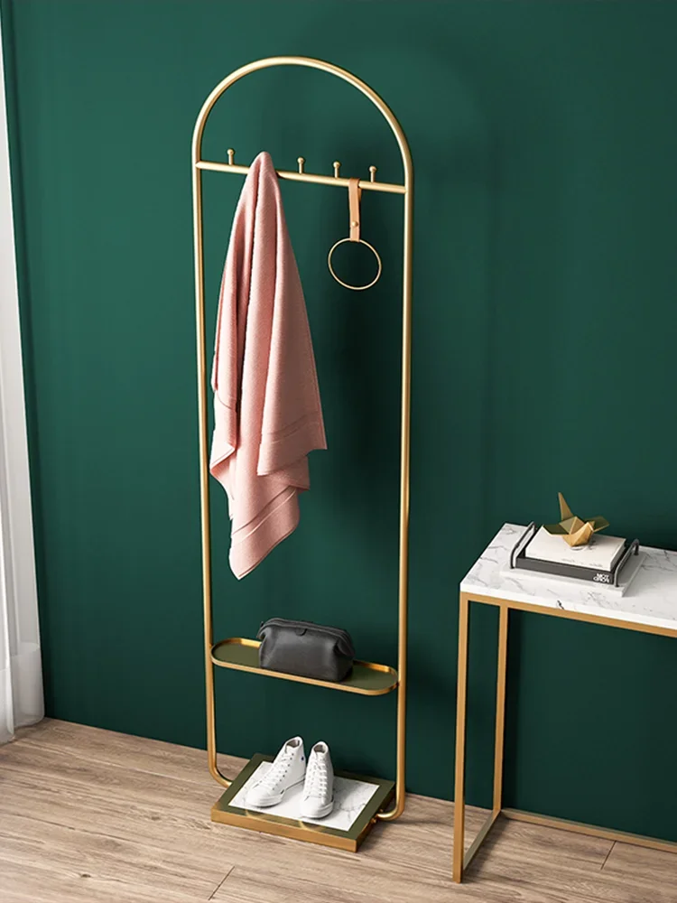 Light luxury Nordic coat rack floor-to-ceiling bedroom household hanger vertical bag rack