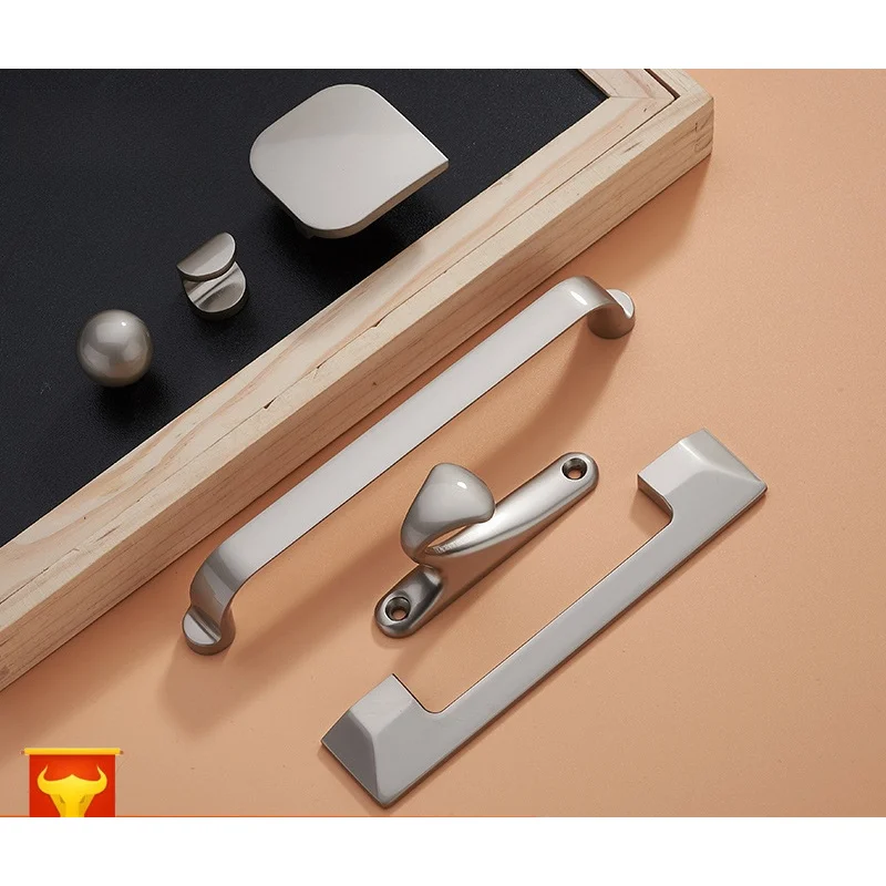 Brushed Nickel Pull Handles Minimalist Style for Wardrobe Door Cabinet Furniture Hardware Home Decoration Hardware