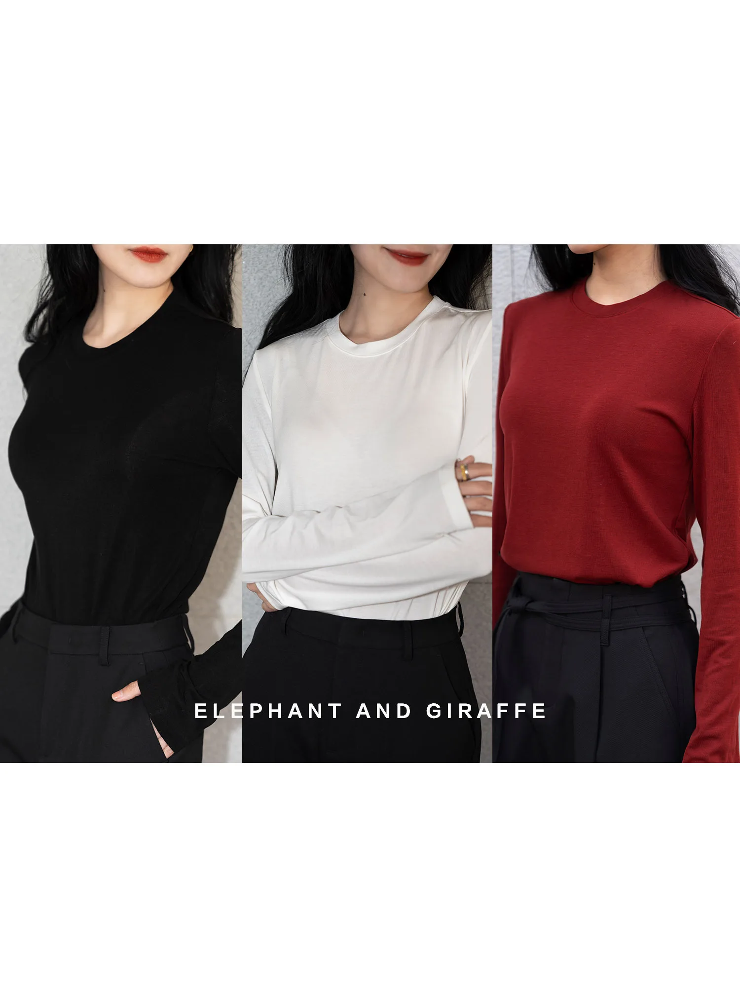 

Soft Comfortable Silk Base Layer T-irt Elephant And Girfe Design Spring Breeze Soothing Lenzing Lyocell Stand Fit Ladi...