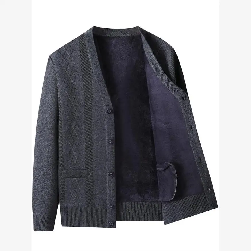 

Теплый шерстяной вязаный свитер Thi Inner для папы, осень-зима, мужская верхняя одежда среднего возраста с воротником Ci Walk, подходит