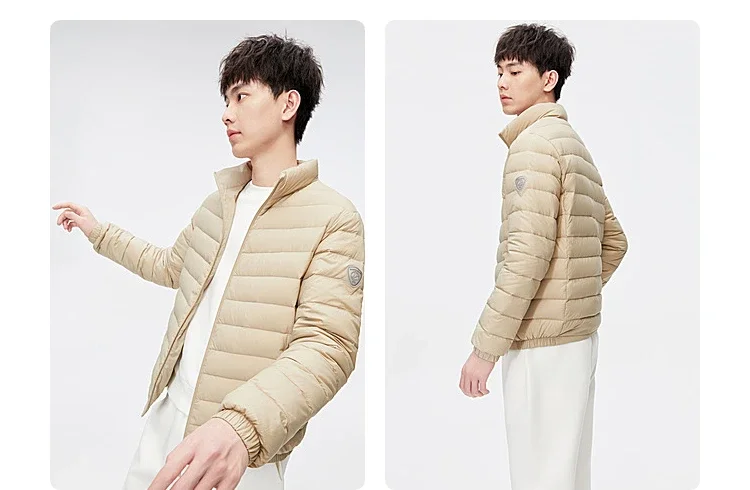 BOSIDENG Lightweight Men's Down Jacket,Water-Resistant Puffer Jacket Winter Coat with Stand Collar for Outdoors Travel 1005