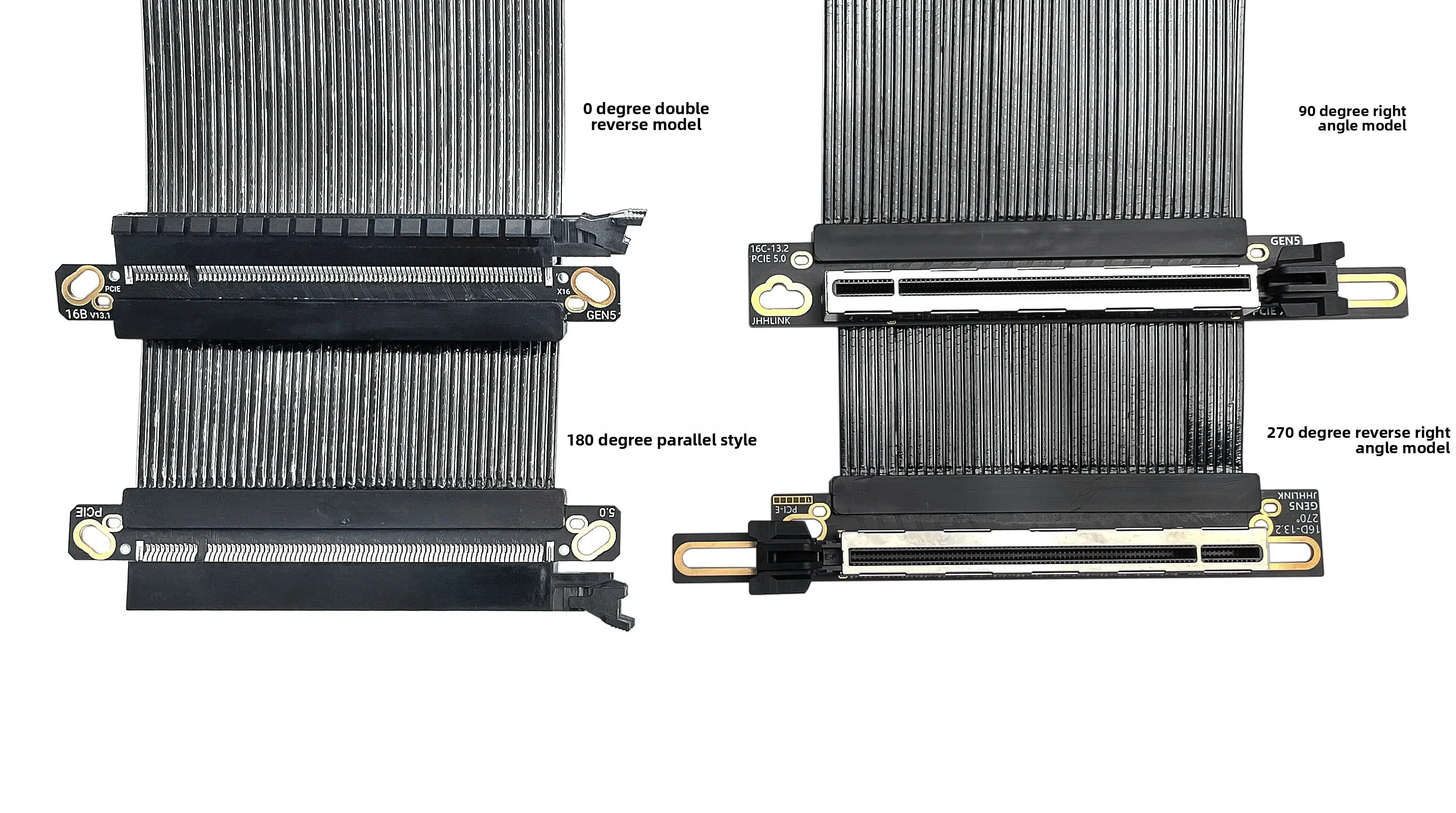 PCIe 5.0 X16 riser cable 64Gbps for 50/40/30 series, 4.0/3 compatible for vertical mounting GPUs