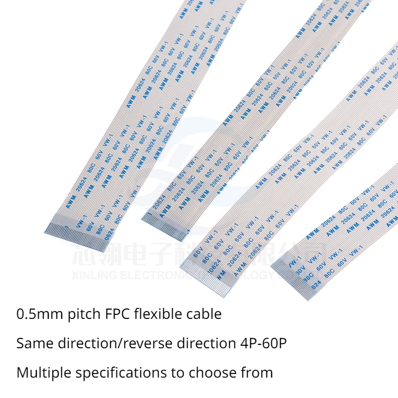 Ffc-柔軟な液晶ケーブル,方向および逆,0.5mm, 4 p,6 p,8 p,10p,12 p,14 p,20 p,30 p 40p、1ロット10個