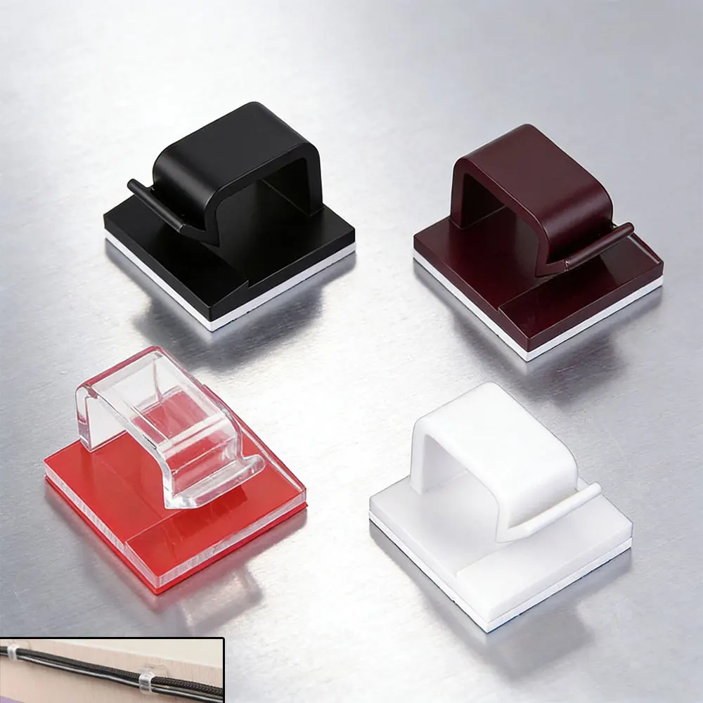 20 Pcs Tidy Nylon Cable Organizer Clip Wire Holder for Mouse Headphone Cable Clamp Hook Cord Accessories Management Under Desk