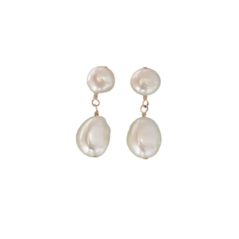 Einfache Design Wasser Tropfen Natürliche Barock Süßwasser Perle 925 Silber Nadel Weibliche Quasten Stud Ohrringe Großhandel Schmuck Geschenke – Detail 7