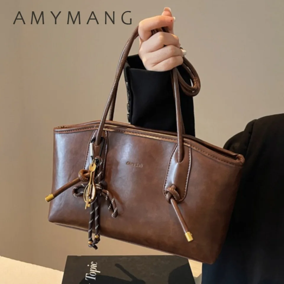 

HIgh Quality PU Leather Shoulder Bags For Women 2025 Y2K Trend Female Underarm Bag Handbags And Purses Retro Tote Commuting Bag