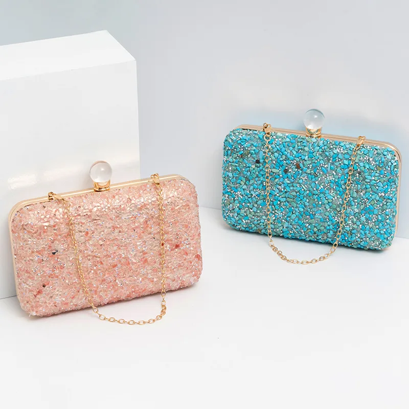 Imagem -03 - Strass Diamante Frisado Banquete Embreagem Bolsas de Ombro Femininas Bolsa de Noite Bolsas de Cristal de Luxo Nova Moda 2023