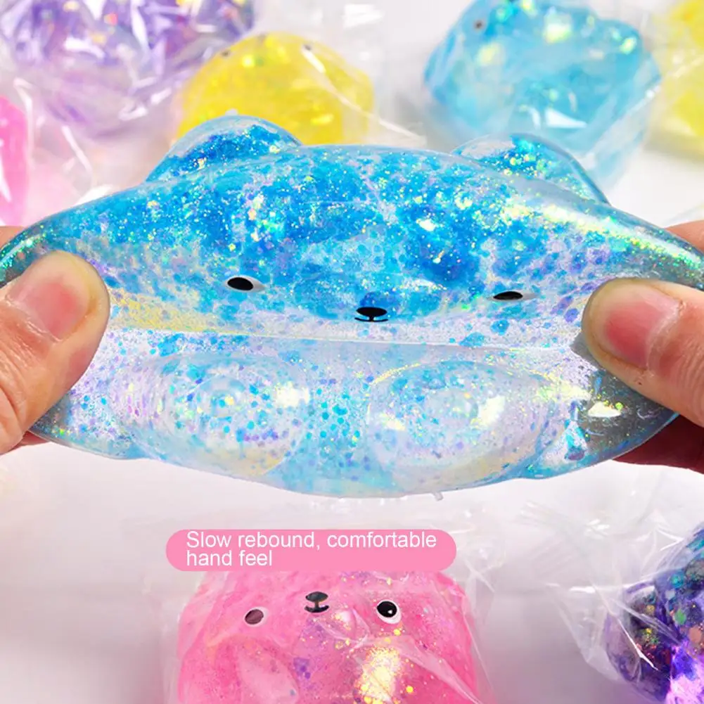 Interesting Squishes Fidget Toy Elastic Squeezing Animal Toy Sequins Squishes Bear Doll Stress Relief Fidget Toy  Decompression