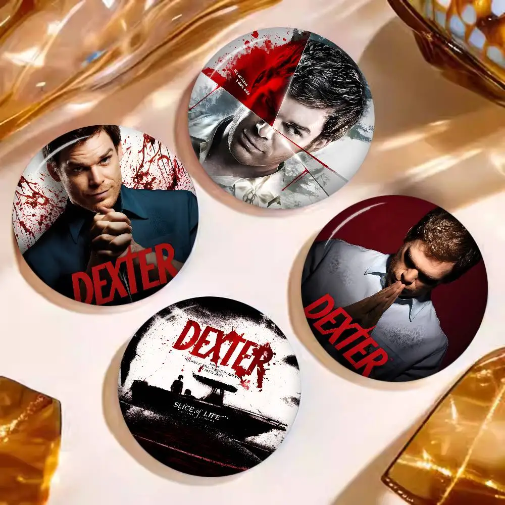 D-Dexter 32/44/58mm Handmade Pin Round Funny Snap-in Brooches for Backpack Cothes Accessories Badge Hat Decoration