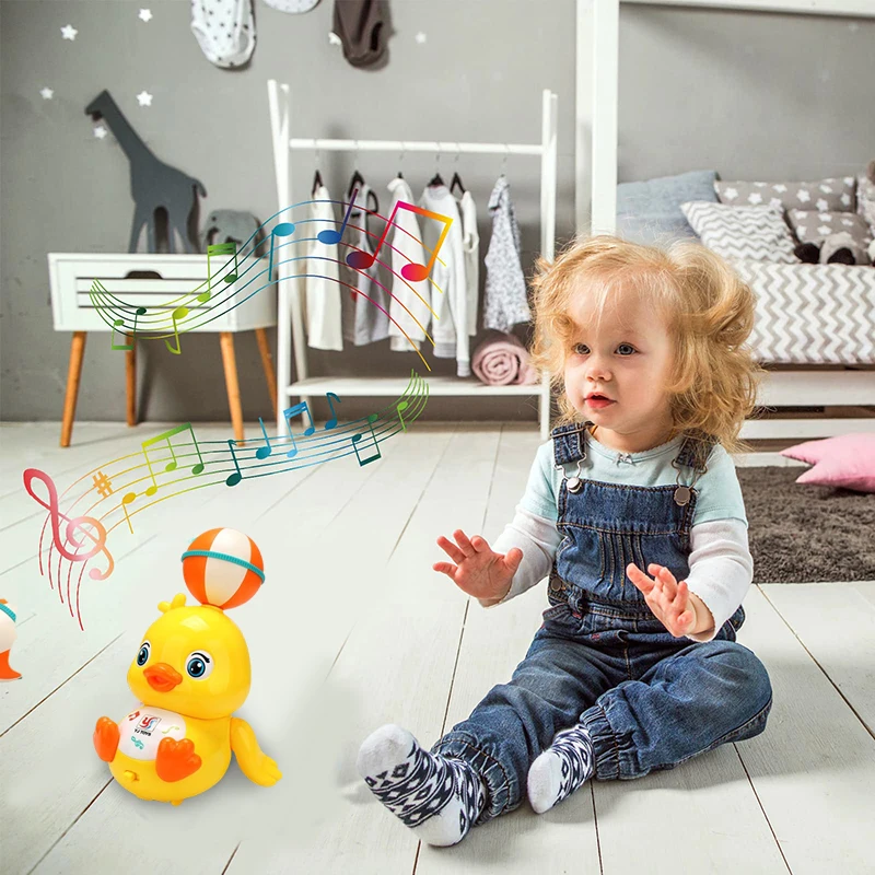 360° Rotating Sound & Light Effects Cute Yellow Duck Toy for Babies - Fun Playful Gift