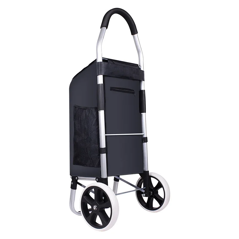 

Wholesale Trolley Supermarket Elderly Shopping Cart Portable Pull Rod Aluminum Alloy Folding Trolley Climbing Wheel
