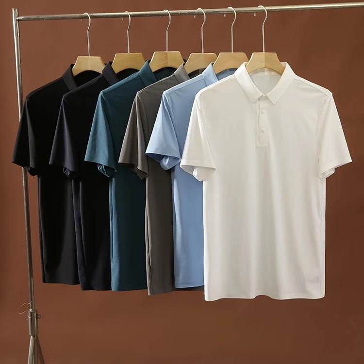 

Men's Busin Casual ort Sve irt Breathable Elastic Fabric Sl Taped Faionable Summer Wear Stand Fit