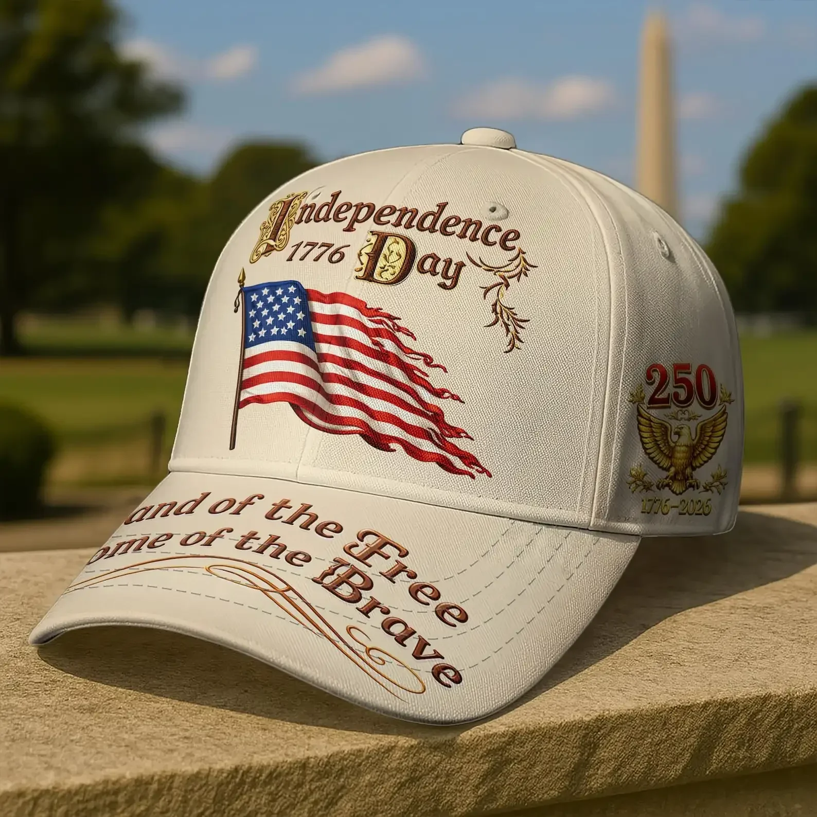 Customization Independence Day 1776 Patriotic Baseball Cap, Land Of The Free Home Of The Brave USA Flag Hat, Vintage American Ha