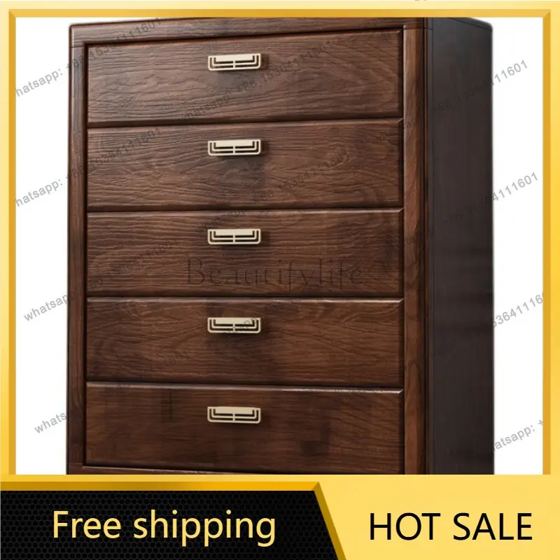 YJ New Chinese Solid Wood Chest Of Drawers Bedroom Large Capacity Drawer Storage Cabinet Small Wardrobe Home Organizer Furniture