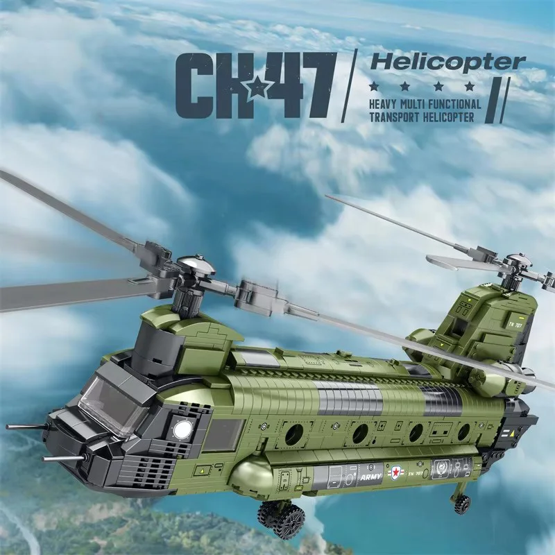 CH-47 Chinook Transport Model Building Kit 1451PCS Construction DIY Helicopter Model Bricks Toys Adults Christmas Gifts