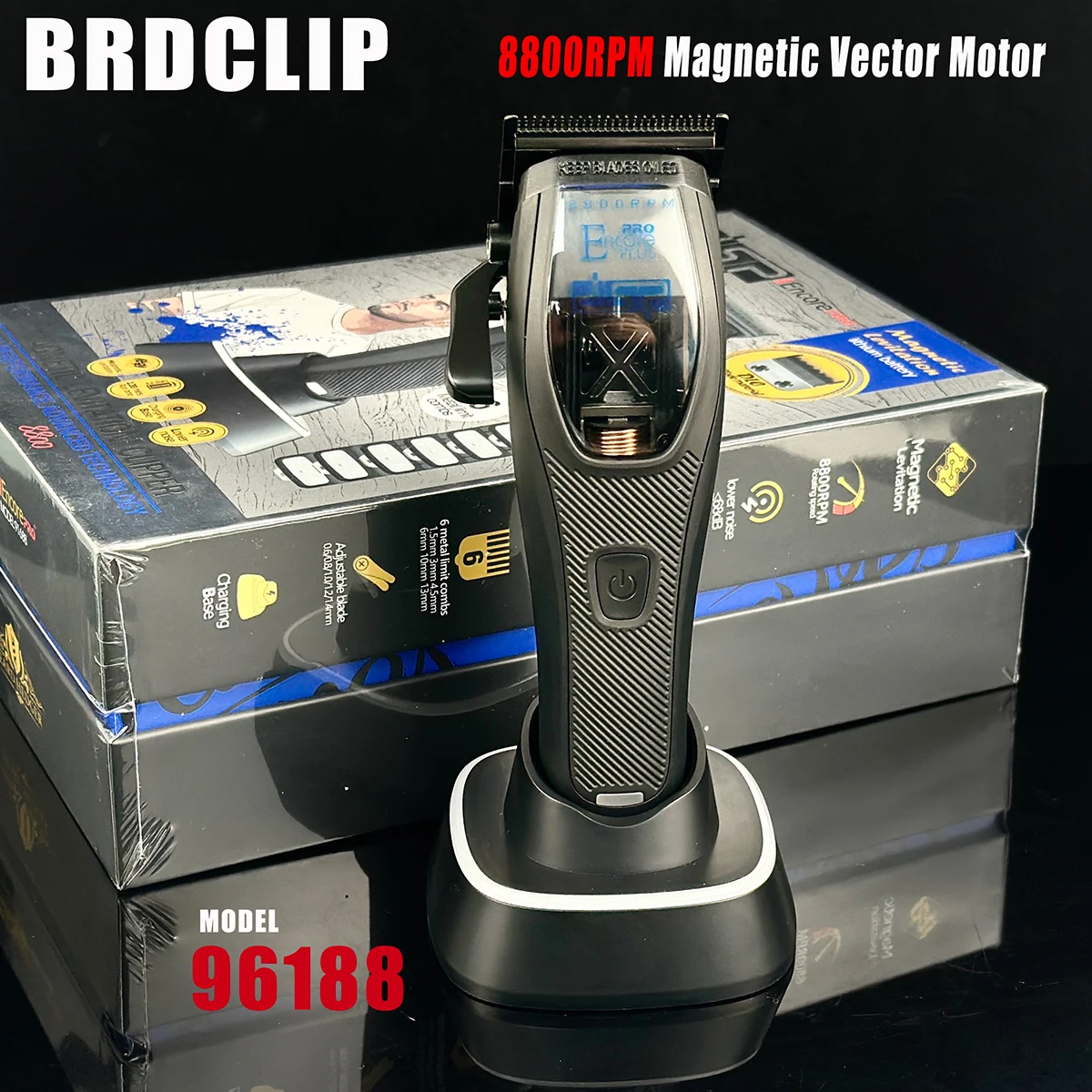 BRDCLIP 91688 Professional Men's Hair Clipper 8800RPM Magnetic Vector Motor High Power Hair Cutting Machine Barber Trimmer