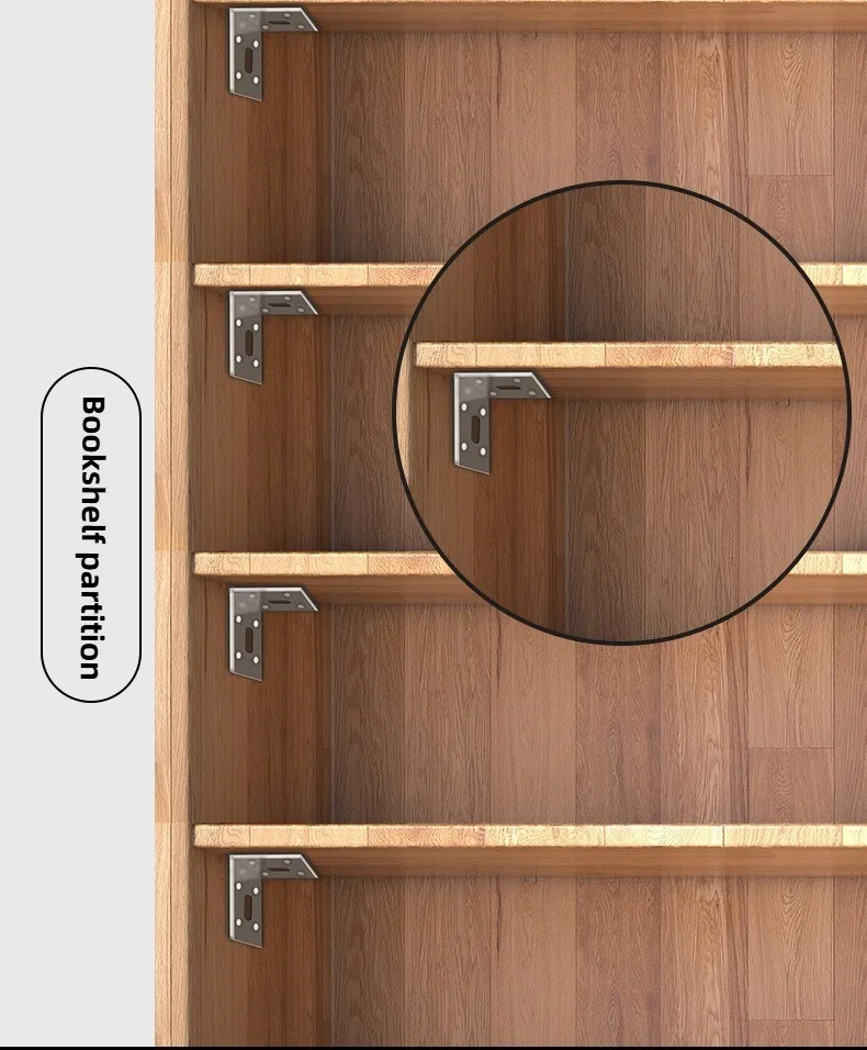 1 Stück Edelstahl Verstellbarer Winkelcode Langloch-Aktivität 90 ° Rechteckiger Möbelverbinder L-förmige Regalhalterungsverbinder – Detail 6