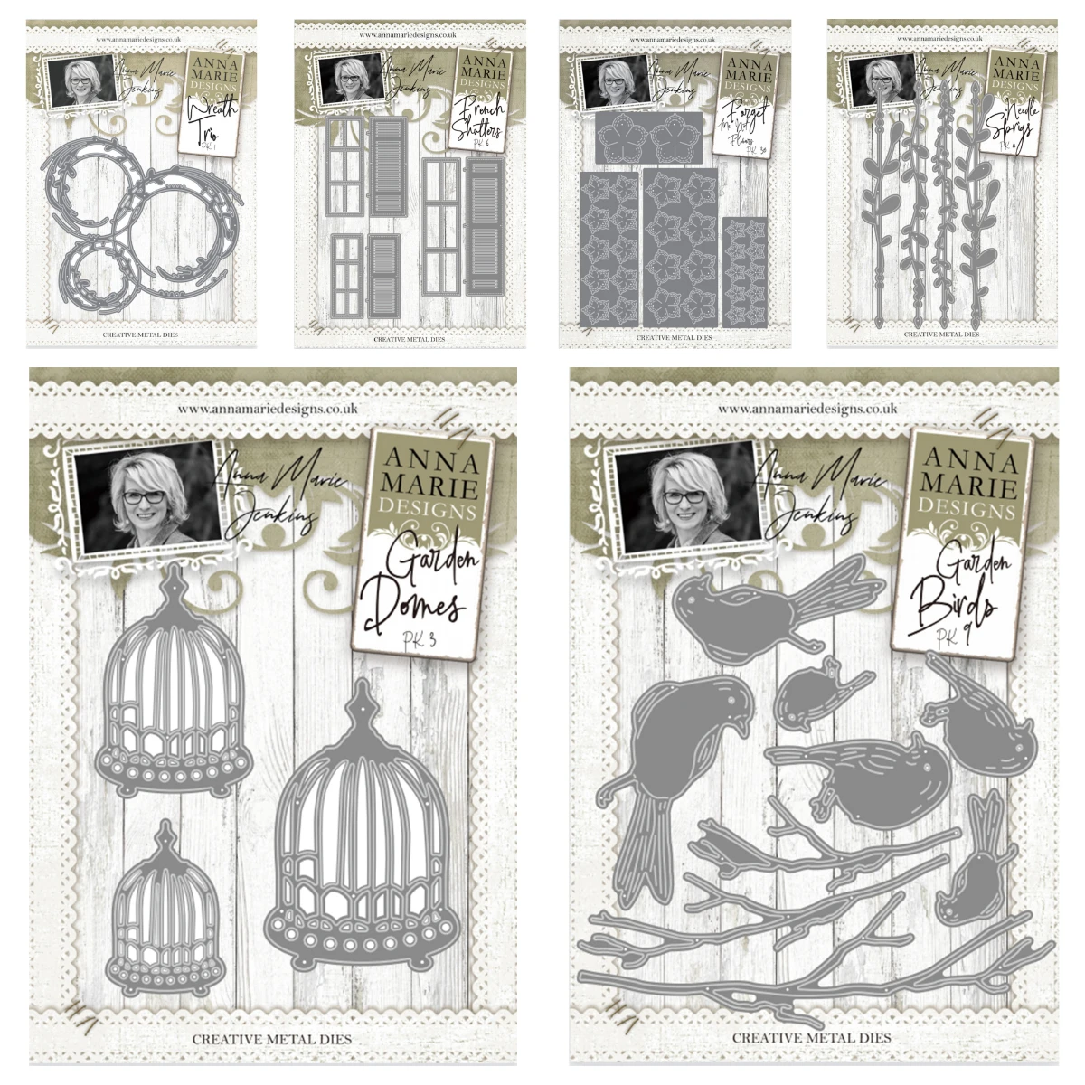 

2026 March annaMARIE Metal cutting Dies Garden Domes Wreath French Shutters Needle Sprigs Die Set DIY Scrapbook Card Decoration