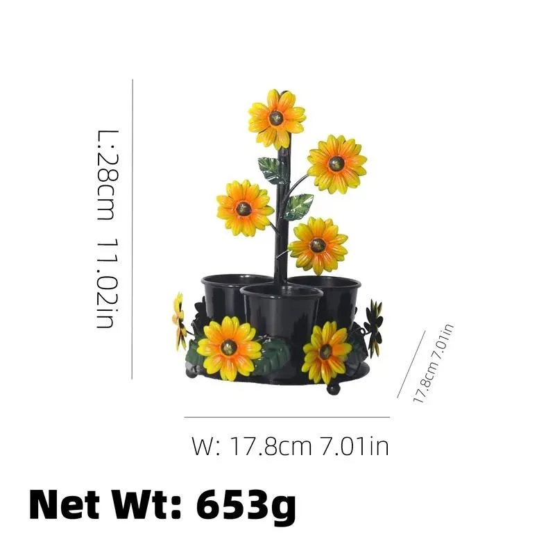 Modern Handmade Iron Sunflower Vertical Seasoning Rack Single Layer Kitchen Desktop Storage Home Decoration