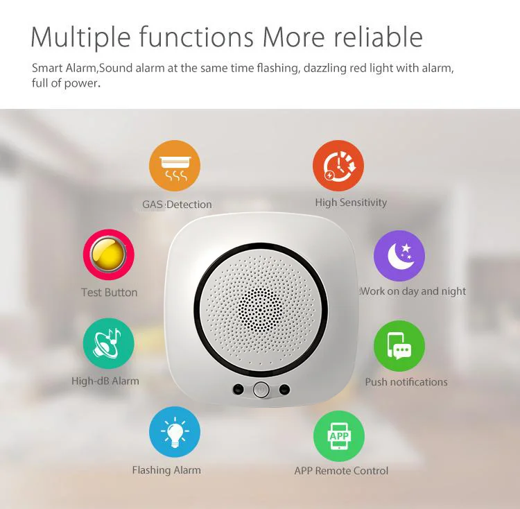 

Gas+co detector with LCD indicator and back-up battery carbon monoxide fire alarm sensors smoke leak detector