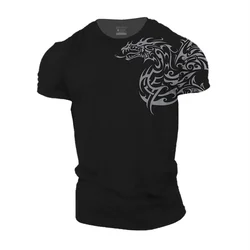 Vintage Men's T-Shirt 3D Print Dragon Pattern T Shirt Casual Short-Sleeved Top Summer Breathable Fitness Apparel Men Clothing