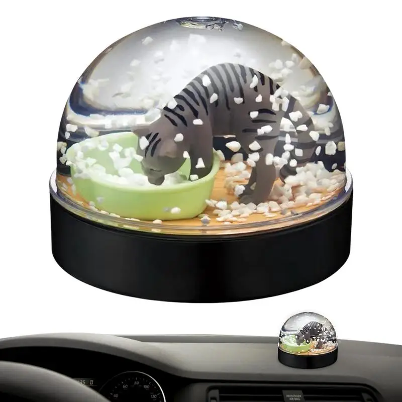 3D Cat snow Ball Cute Cat Litter Snow Globe Animal Figures Snow Globes Car Ornaments Dashboard Car Ornaments Christmas Gift