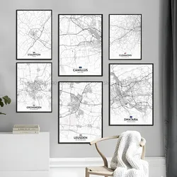 1pc City Map Poster Wall Sticker Bedroom Bedside Decoration Modern Art Indoor Hanging Painting