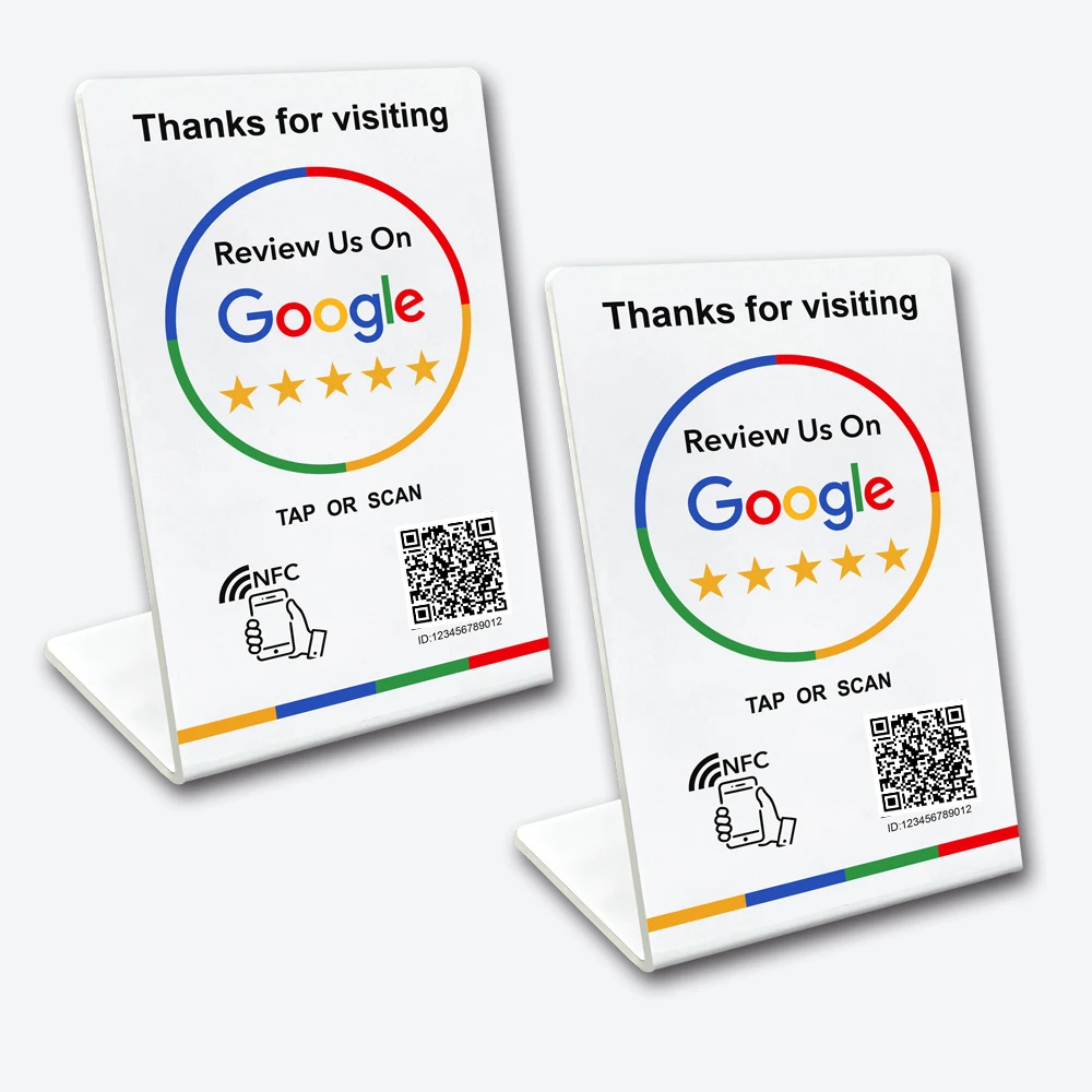 

nfc google qr code stand 13.56Mhz Programmable review google nfc and qr Card NFC station table Compatible google review card