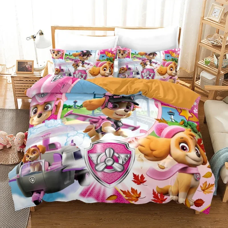 Paw Cartoon Patrols Set biancheria da letto per bambini Ragazzi Anime Harajuku Stampa 3D Copripiumino con federa Set di biancheria da letto per la casa