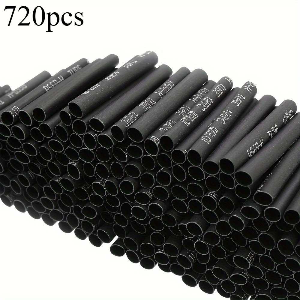 720pcs Black 2:1 inner diameter 3 mm, crimped wire, heat shrink, single-wall tube, shortened tube bag