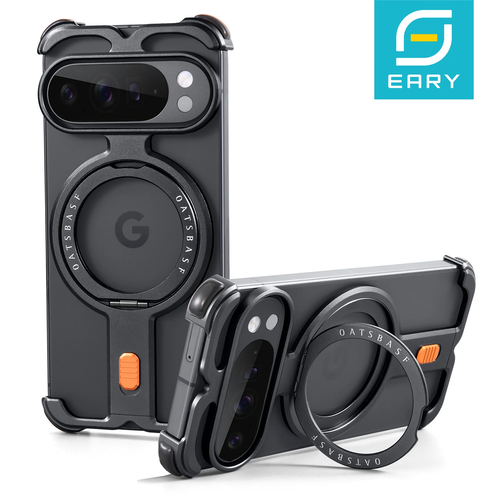 

Чехол Eary Frame для Google Pixel 10/10 Pro/10 Pro XL/10 Pro, складной с кольцевой подставкой 360° ° Вращающийся держатель, противоударная защита от падения