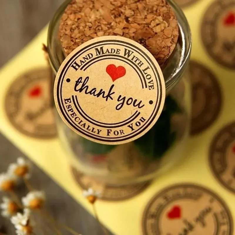 New 10pcs/Set Kraft Paper Love Baking Seal Paste Packaging Labels Decorative Stickers Minimalist And Beautiful For All Occasions