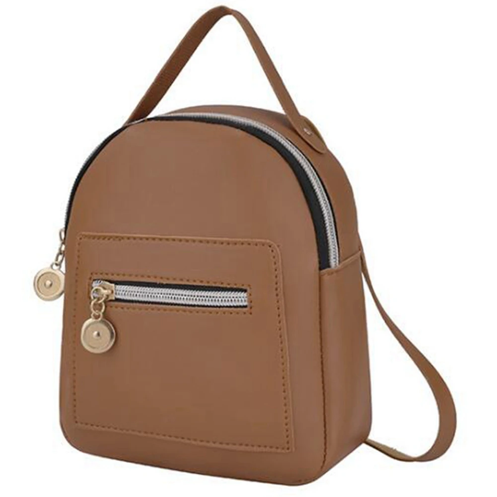 Cute Backpack for Women Leather Mini Daypacks Convertible Shoulder Bag Purse Mobile Phone Messenger Crossbody Bag,Brown