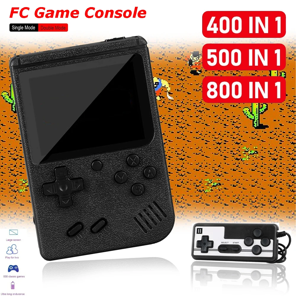

Миниатюрная ретро-игровая консоль с 3,0-дюймовым LCD-экраном, портативная карманная консоль со встроенными 500 играми, возможность подключения к телевизору