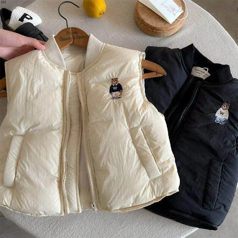 Kinder-Baumwollweste Jungen 2026 Winter Baseball-Kragen Weste Jacke Baby Wärmehaltende Ärmellose Jacke Mädchen Besticktes Oberteil – Detail 3