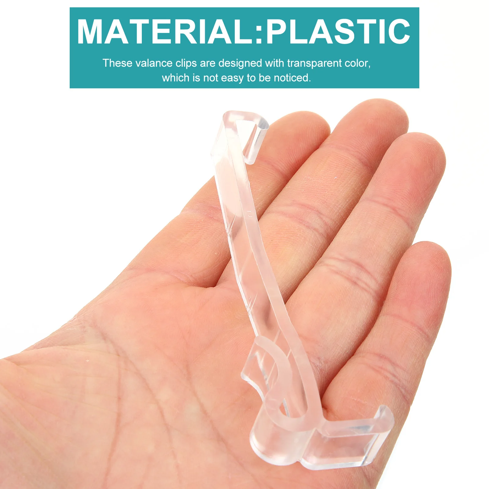 

12Pcs Transparent Valance Clips Plastic Horizontal Blind Clamps Wear-Resistant Installation Tool for Blinds Valance Clips
