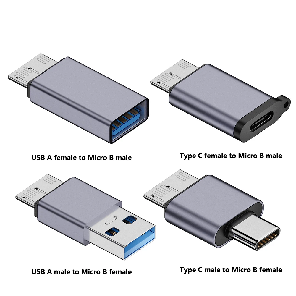 USB C naar Micro B USB 3.0-adapter Type C Female naar Micro B Male Snel opladen USB Micro 3.0 naar Type C Supersnelheid voor laptop HDD