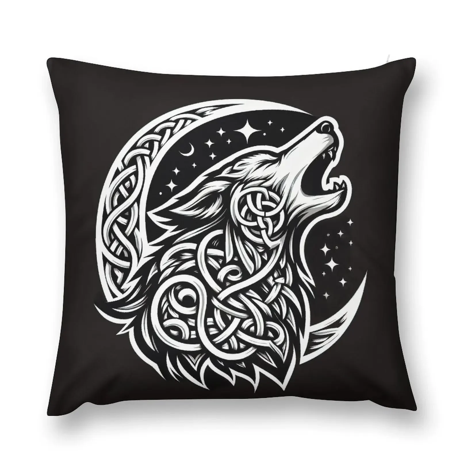 

Celtic Wolf Tribal wolf with Celtic symbols Throw Pillow sleeping pillows pillows decor home Pillow Cover pillow