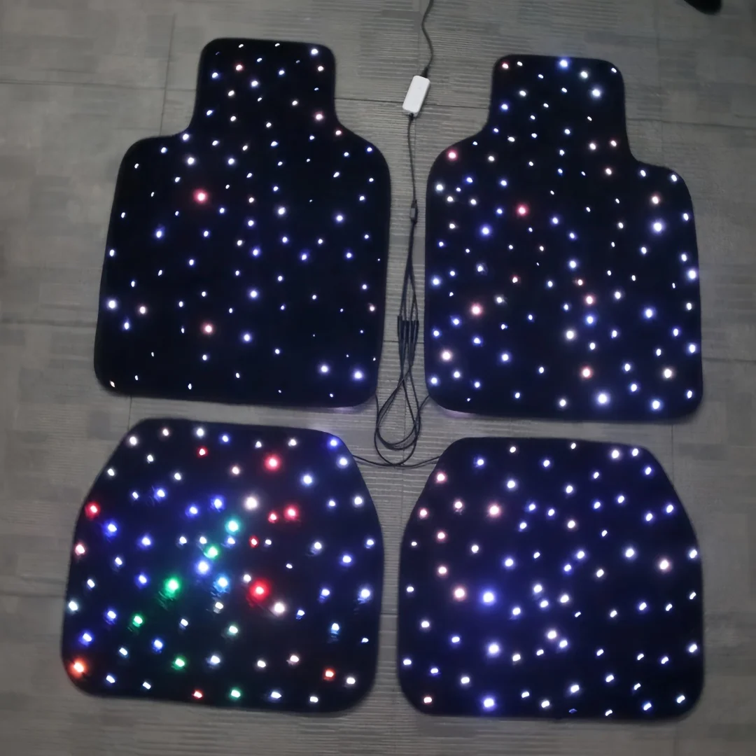 4PCS/Set New Fiber Optic Twinkle Stars Car universal Mats Star light LED Rug With APP Remote Control For Car Decoration Souvenir