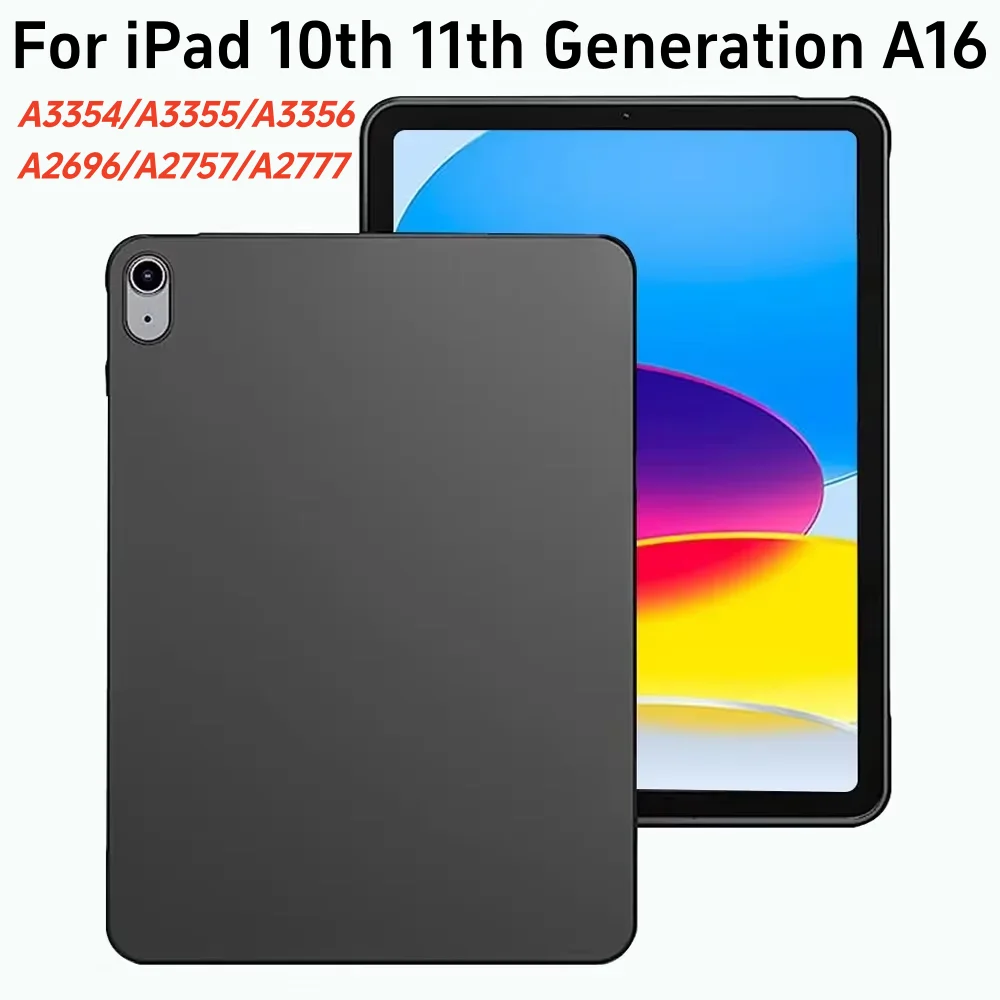 Case For iPad 10 2022 10th Generation Flexible Soft TPU Black Shell Back Tablet Cover for Apple iPad 11th A16 10 9 Inch 2025
