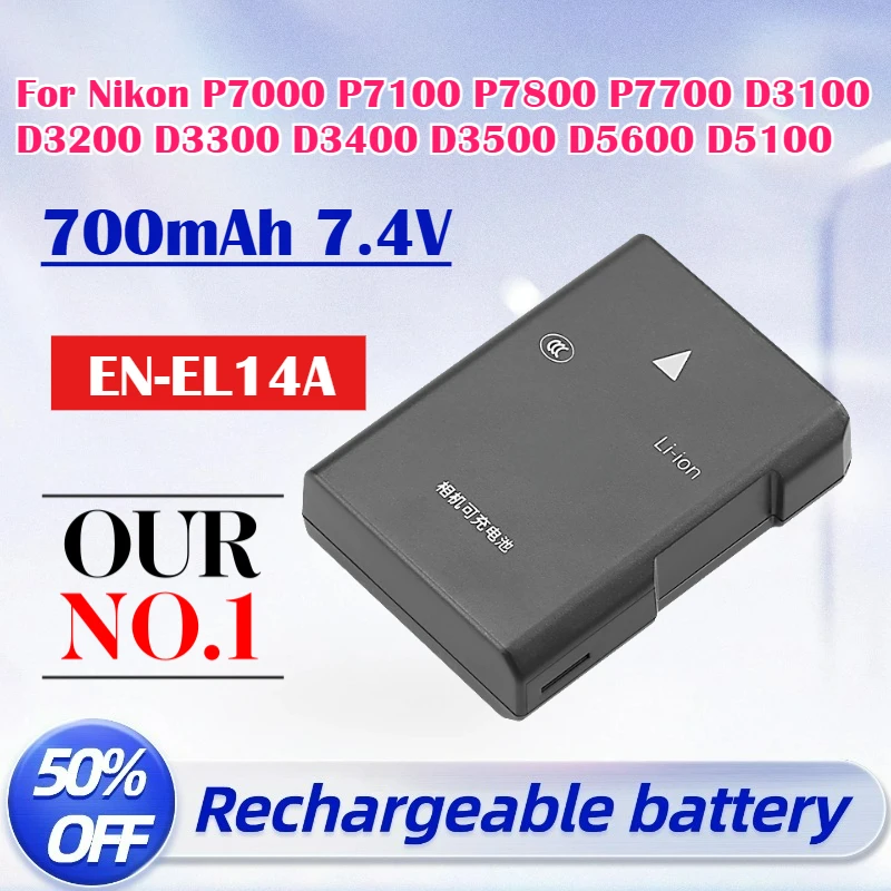Full Decoding EN-EL14A 700mAh 7.4V CAMERA BATTERY For Nikon P7000 P7100 P7800 P7700 D3100 D3200 D3300 D3400 D3500 D5600 D5100