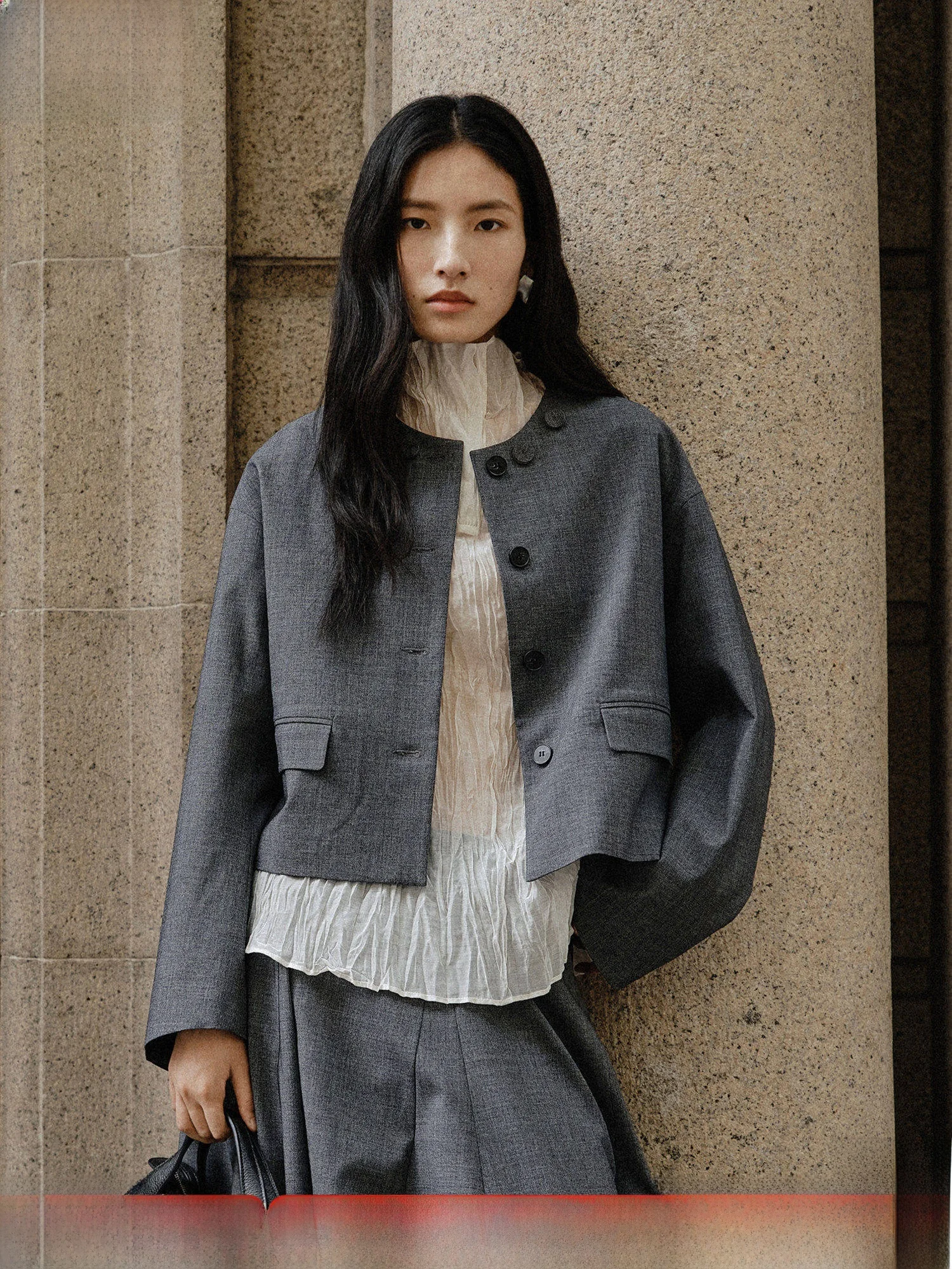 

Spring Commute ort Suit Jaet Women's Loose Long Sve round Ne Single Button Casual Faion Original Design Polyester ...