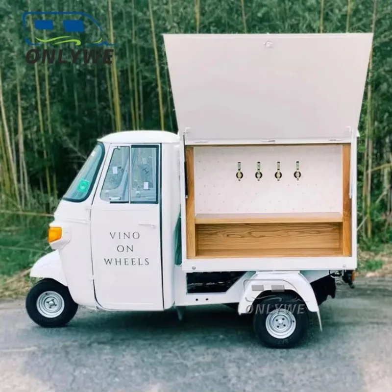 Onlywe, estándar de EE. UU., Vintage, Piaggio Ape bar, camión de comida, compra de comida móvil, camión de café, triciclo eléctrico, carritos de comida de helado