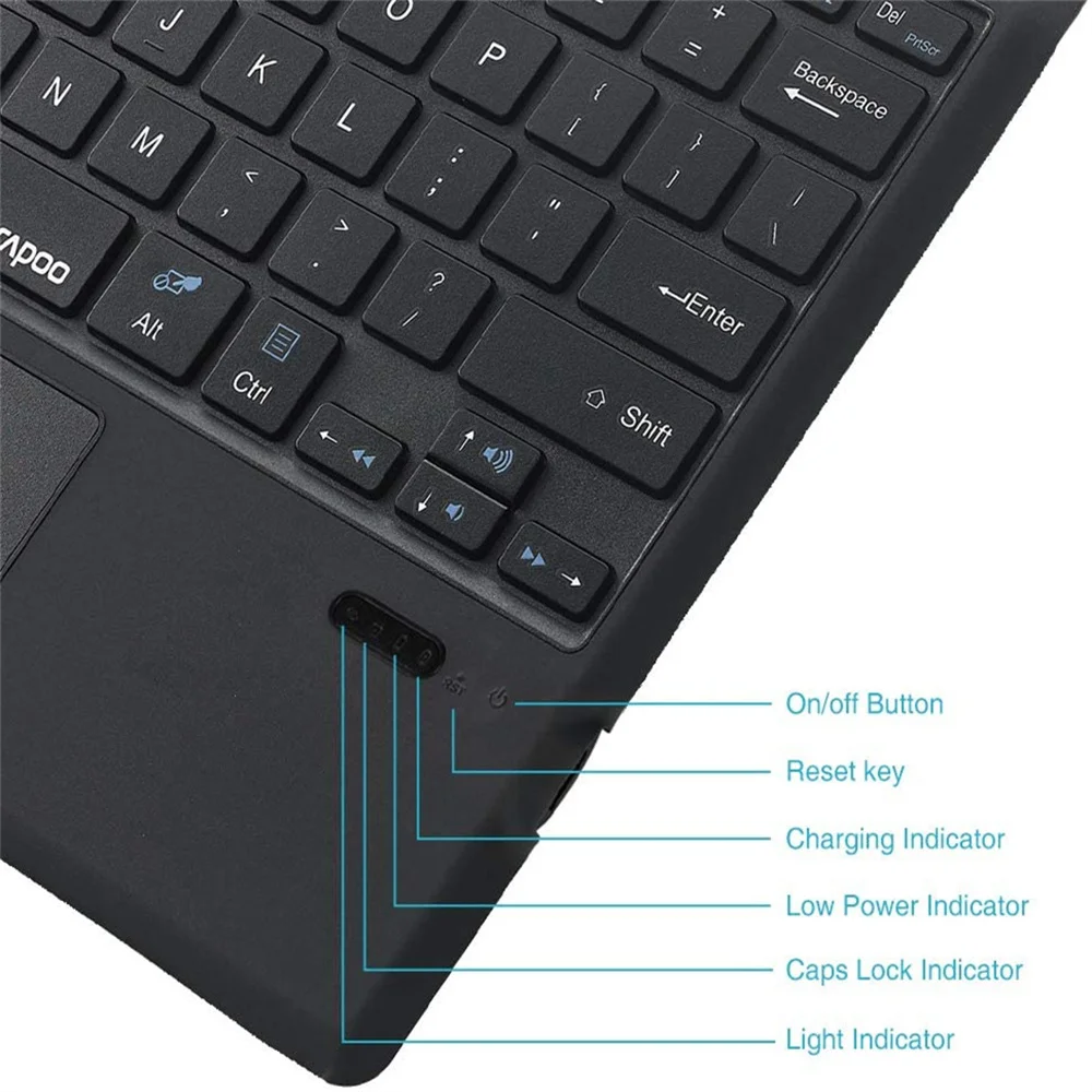 Ft-1089d Drahtlose Bluetooth-kompatible Tastatur mit Touchpad-Hintergrundbeleuchtung, kompatibel mit Microsoft Surface Pro 3, 4, 5, 6, 7