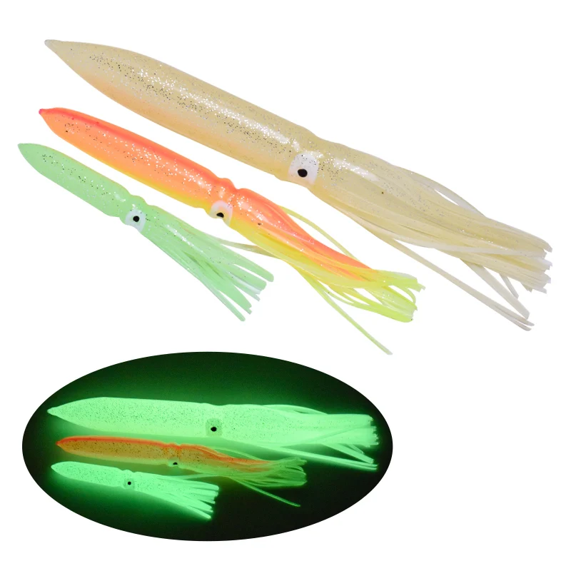 10pcs 15CM 23CM 30CMHeavy Lure for Pesca Sea Fishing Octopus Tuna Baits Soft Artifical Fishing Trolling Lure Skirt Squid