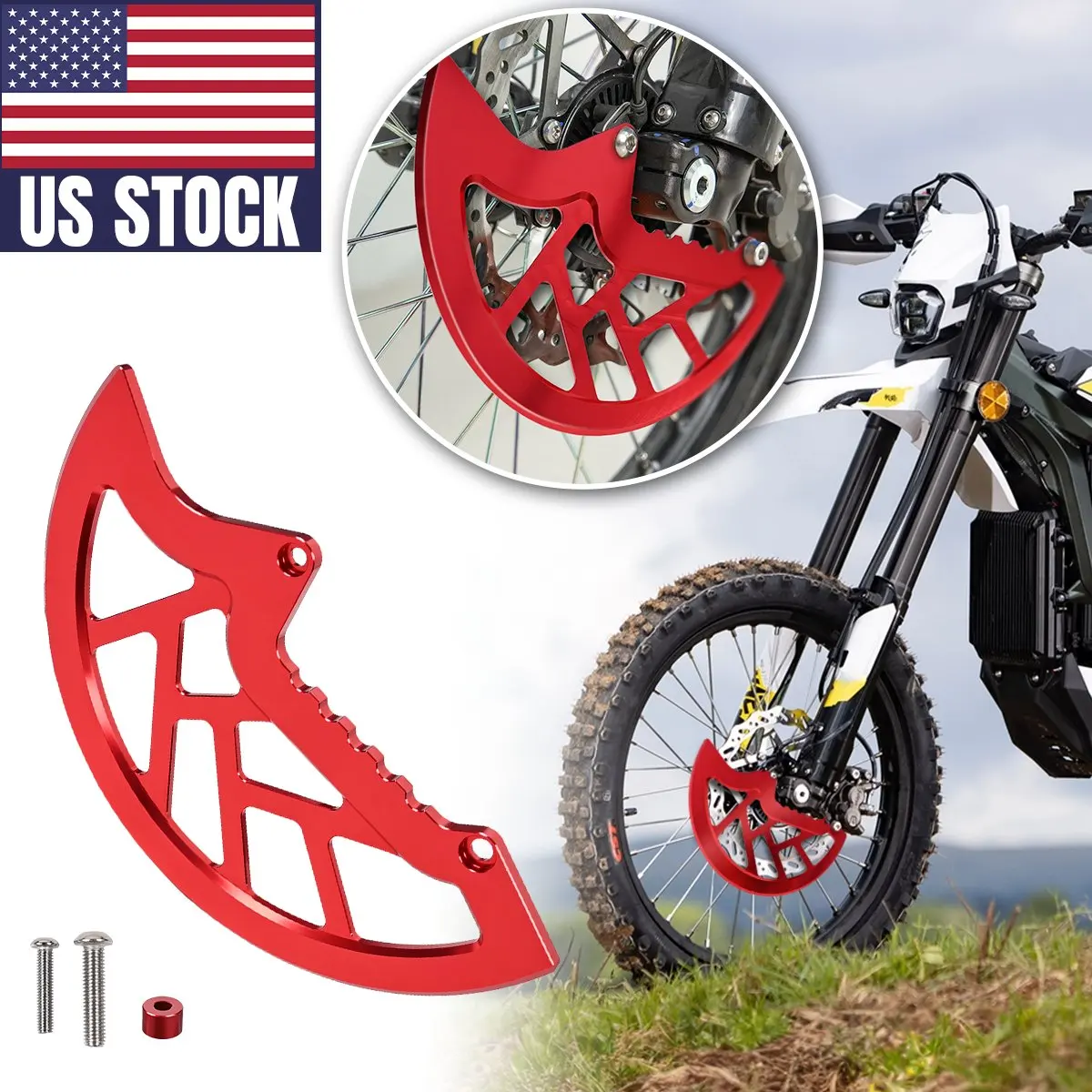 

Front Brake Disc Guard Wheel Red CNC Aluminum Accessories For Sur-Ron Ultra Bee 2023 Electric Dirt Bike