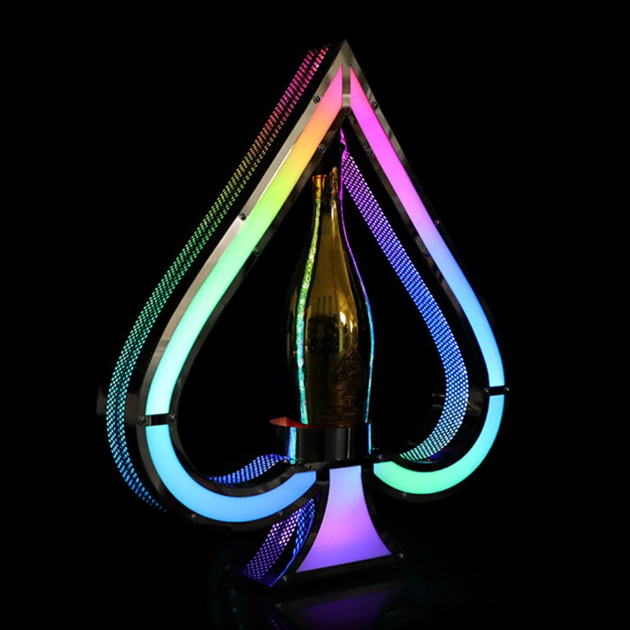 RGB Changeable Ace of Spade VIP Bottle Display Racks Bottle Presenter bottle service presenter nightclub wine glorifier