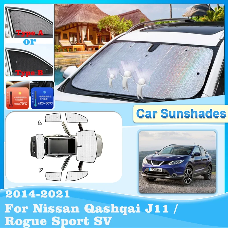 

Car Coverage Sunshades For Nissan Qashqai J11 2014-2021 Rogue Sport SV 2018 Curtain Visor Sunscreen Sunshade Cover Accessoiry